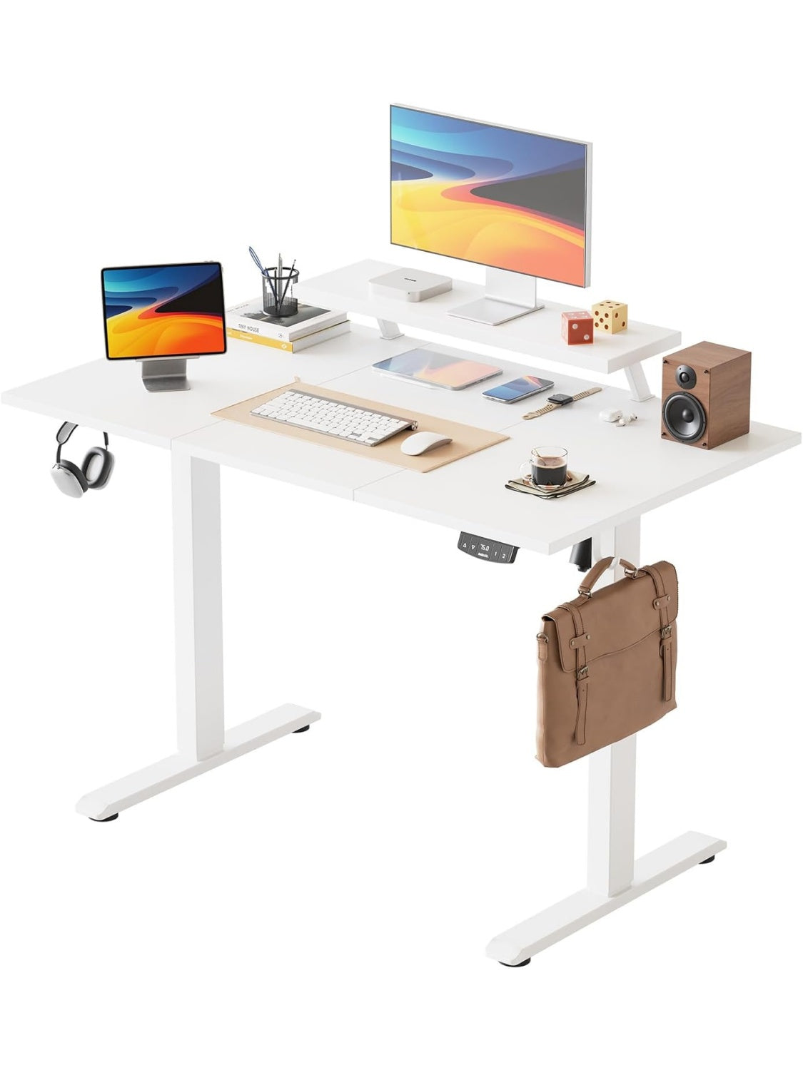 Escritorio Regulable con Soporte Movil para Monitor y Superficie Amplia de Trabajo