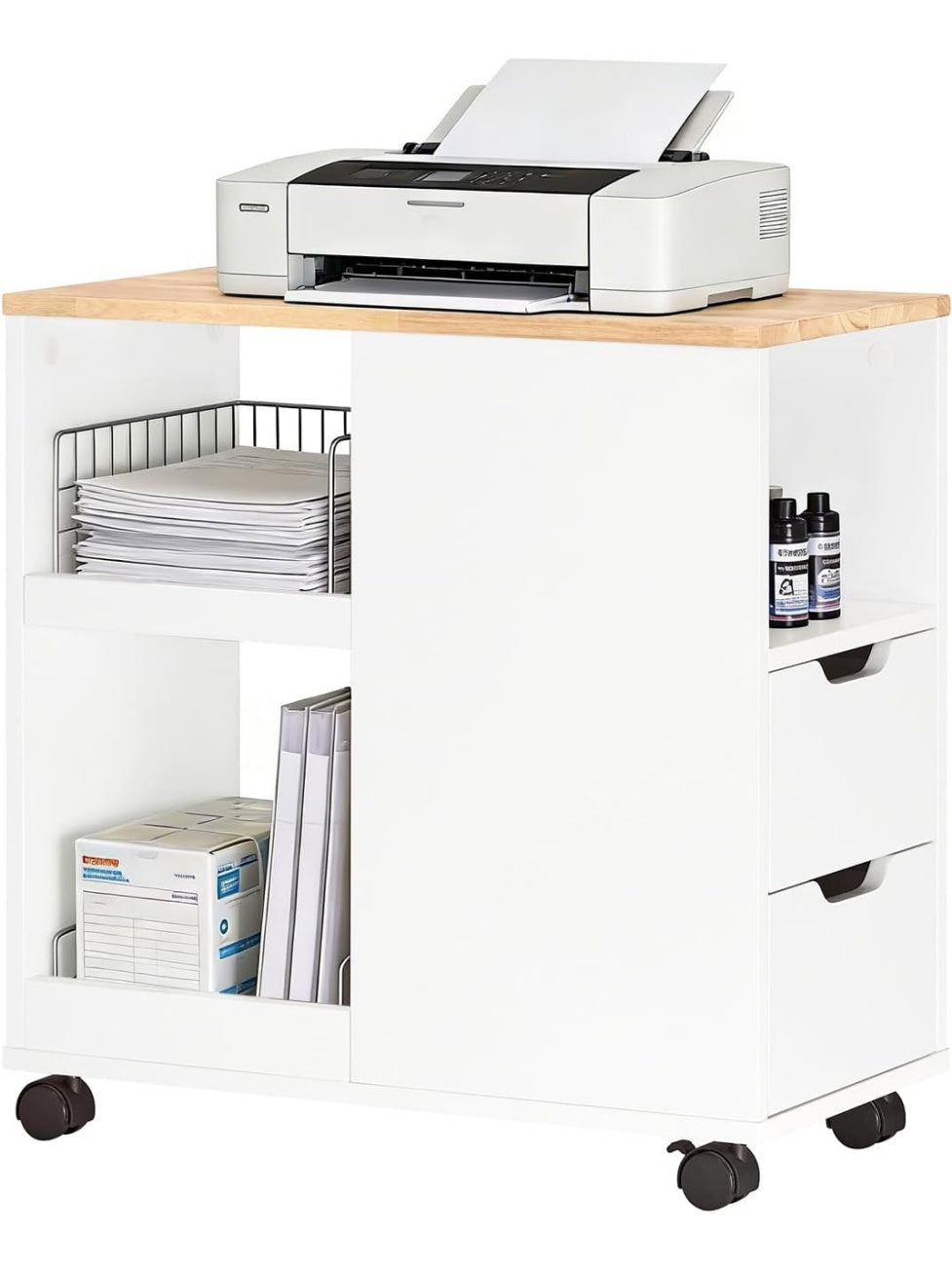 Carro Organizador para Impresora con Cajones y Compartimentos Practicos para Oficina y Teletrabajo