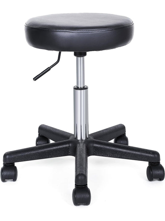 Taburete Giratorio con Ruedas y Asiento Acolchado para Oficina, Clinica o Estudio