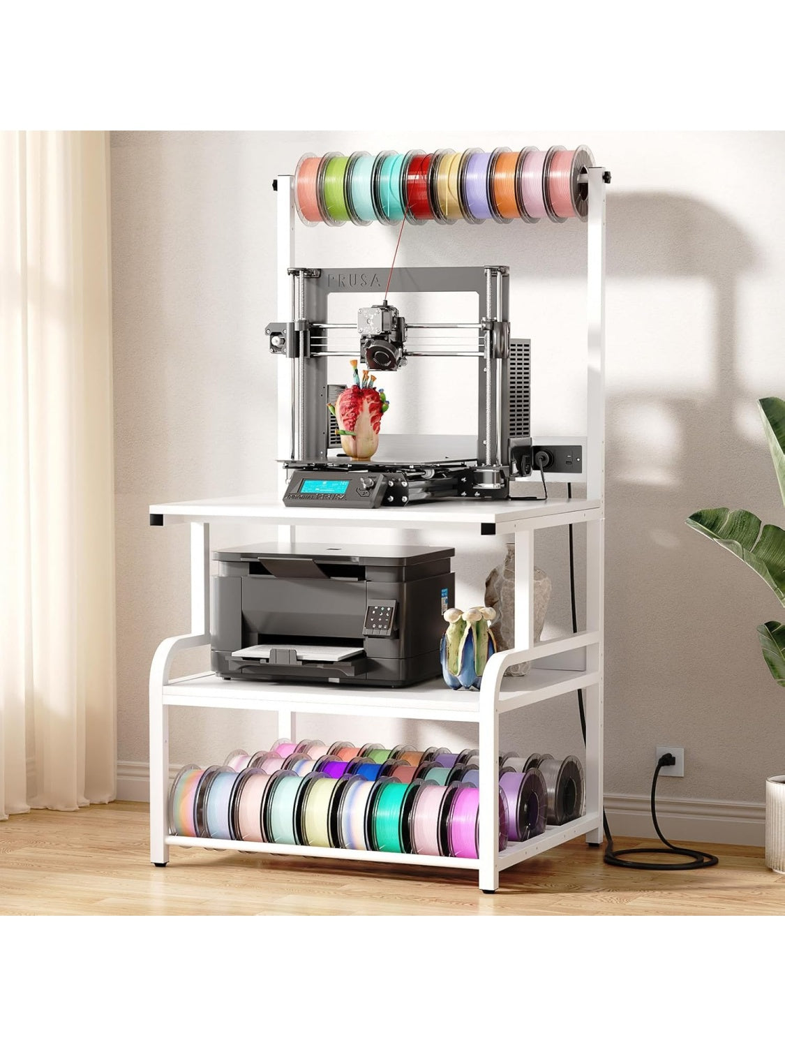 Base Portatil para Impresora 3D con Ruedas Integradas y Funcion de Carga Color Blanco