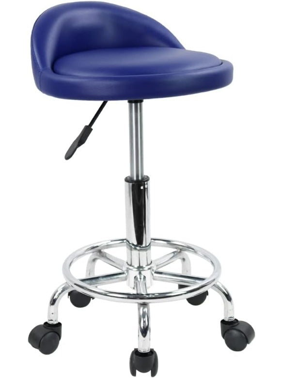 Asiento Giratorio Auxiliar con Respaldo Bajo Reposapies Integrado y Altura Variable Azul