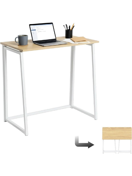 Escritorio plegable compacto con estructura metalica para ahorrar espacio en hogar y oficina